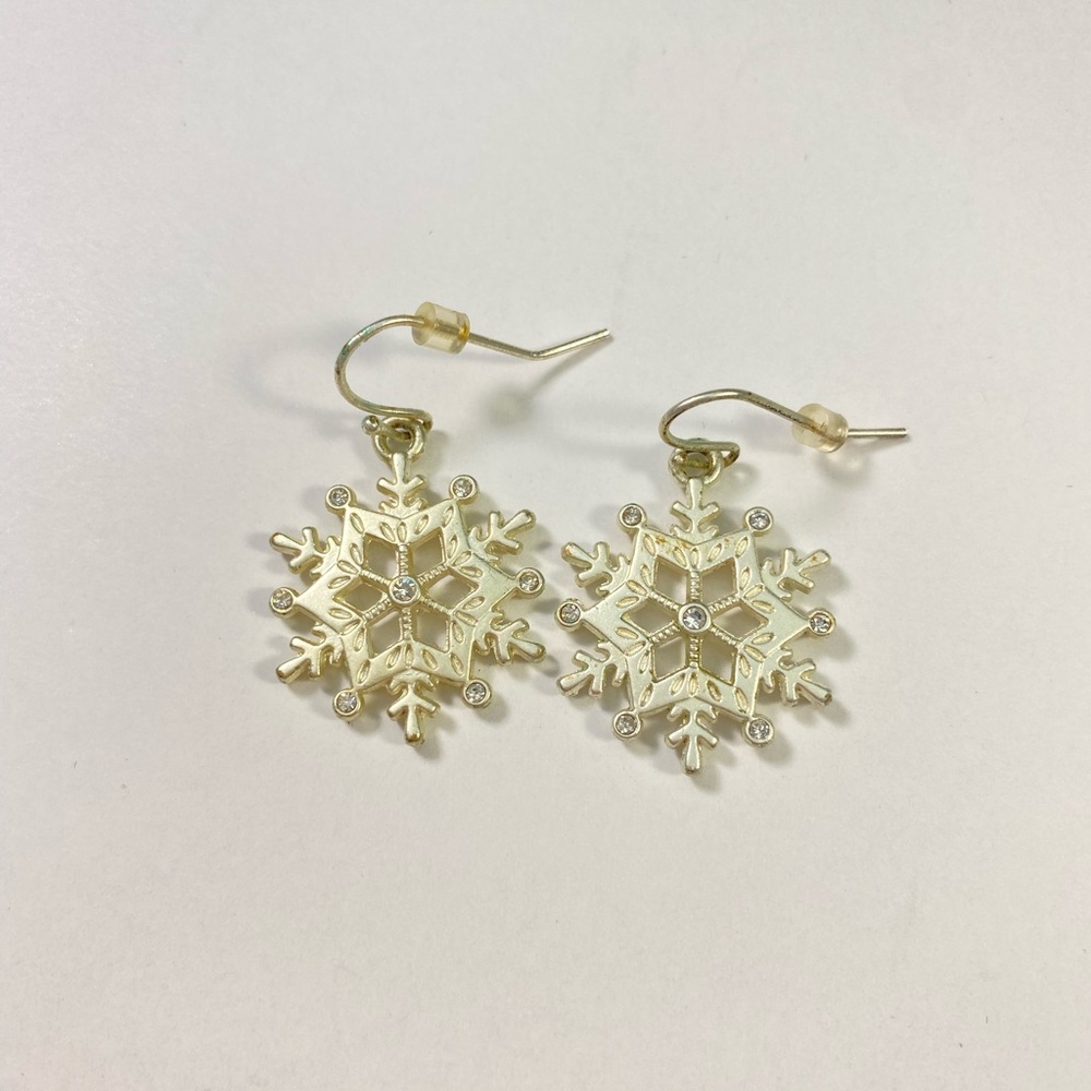Silver Snowflake Earrings with Diamond Accents